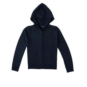 CHAPS Girls Hooded Navy Sweater - Zippered Front Jacket - Approved Uniform - NEW